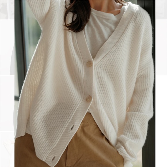 JENNI KAYNE Ivory Cashmere Cocoon Cardigan Size Small - Picture 1 of 7